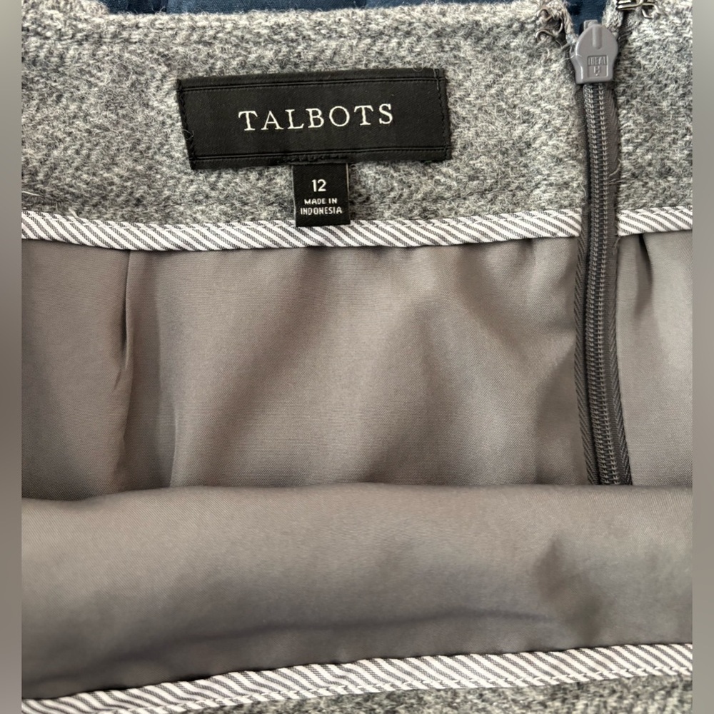 Talbots Herringbone Print Wool Blend Mini Skirt NWOT Grey Size 12 - Picture 5 of 7